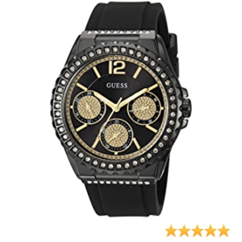 New GUESS Crystal-Accented Bezel Women's Watch